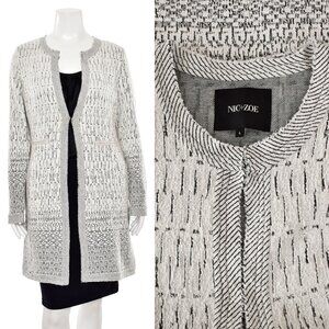 Nic + Zoe Mid-Length Patterned Jacket in Black/White sz L